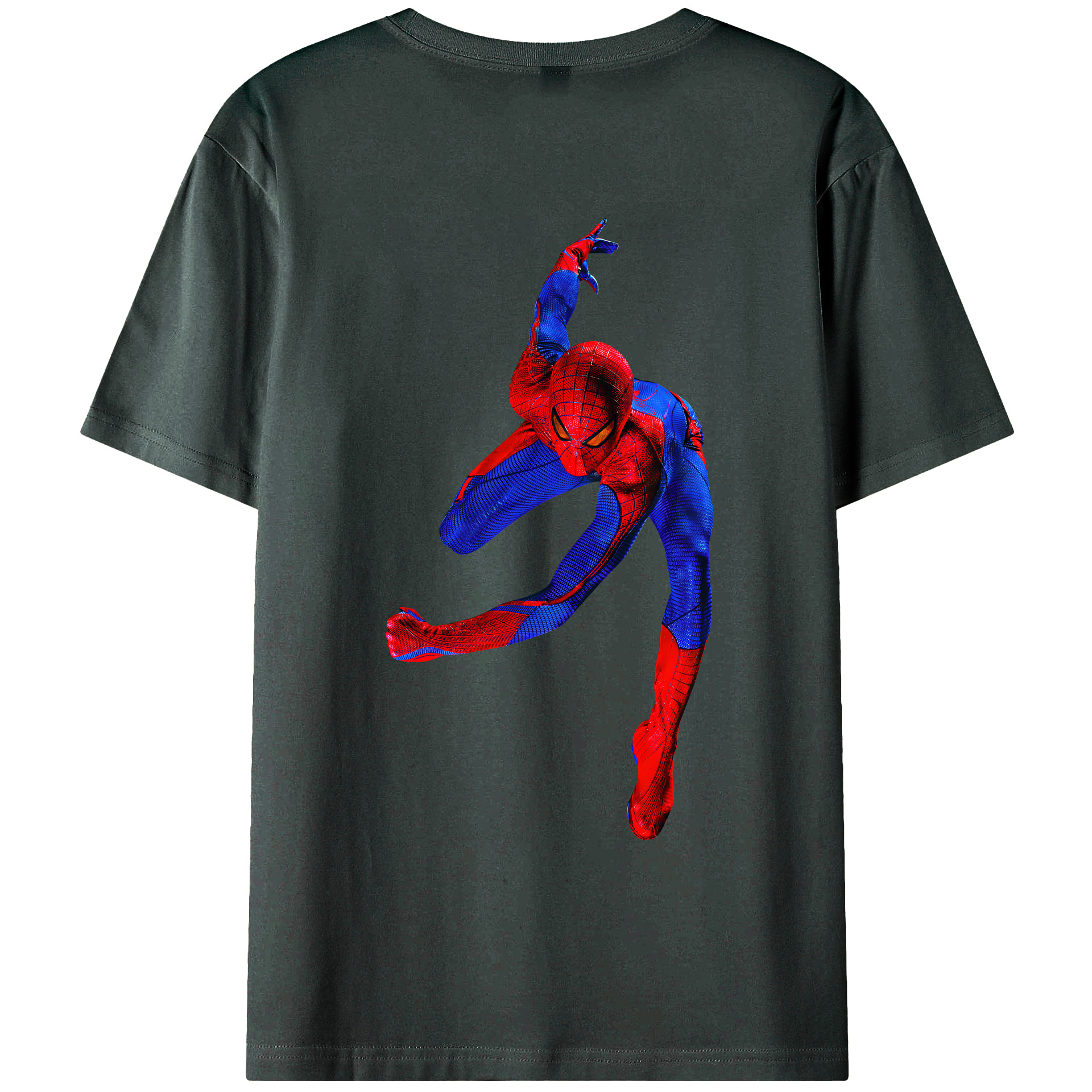 （画像用） Spider Man スパイダーマン 綿100％ メンズ半袖Tシャツ（バックプリント） 通気性